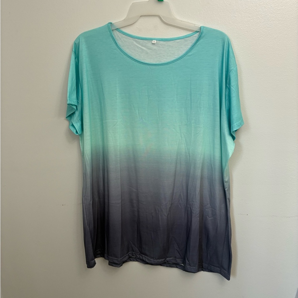Women's Ombre Tee - Aqua to Charcoal